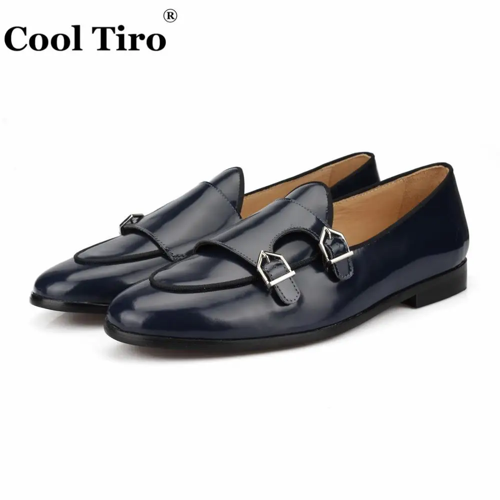 POLISHED LEATHER DOUBLE-MONK LOAFERS Dark blue (3)