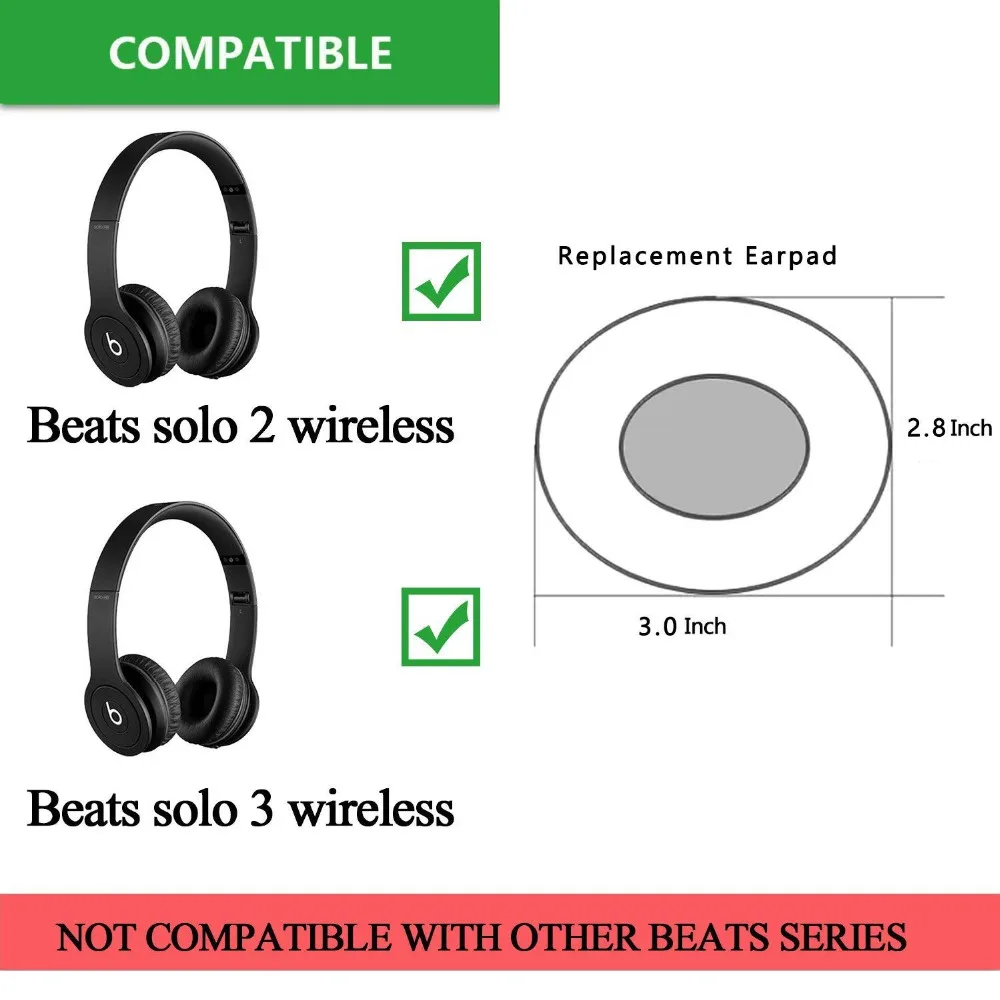 Replacement Earpads Ear Cushions for Beats Solo 2 0 3 0 Wireless on Ear Headphones ONLY Black