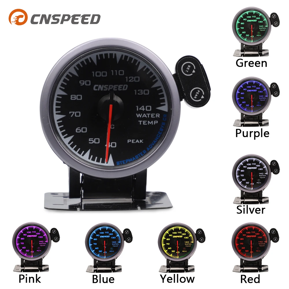 CNSPEED, 7 цветов, светодиодный, 2,5 дюйма, 60 мм, 12 В, универсальный, для гоночной машины, датчик температуры воды, датчик температуры для Honda, автоматический датчик, измеритель, стручок