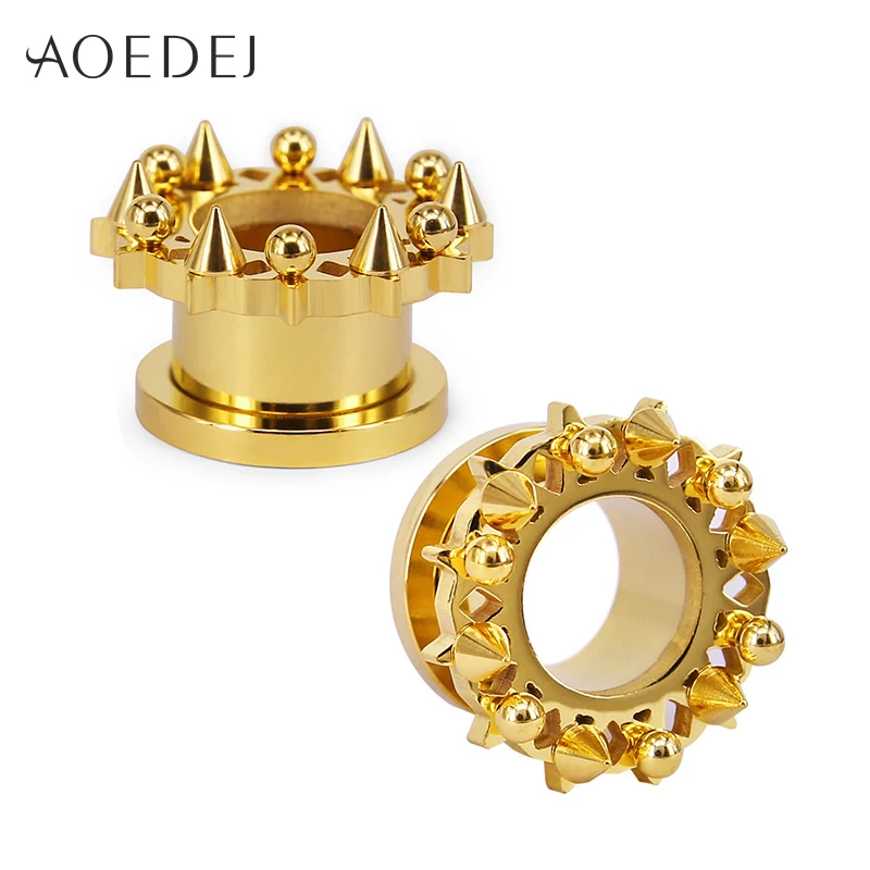 AOEDEJ 6-16mm 3 Colors Spike Tunnel Earrings Mens Stainless Steel Ear Stretchers Plugs And Tunnels Punk Womens Flesh Gauge | Украшения и