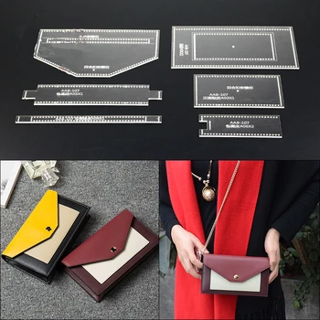 

1set DIY Shoulder Bag Women Handbag Template Clear Acrylic Leather Pattern DIY Hobby Leathercraft Sewing pattern stencils