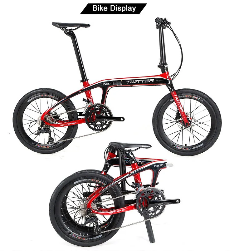 Top Twitter F2.0 T800 Carbon BMX Folding Bike Frame 20 Inch Wheels Portable Folding Bicycle Cycling Frame 20er Disc and V Brake 13