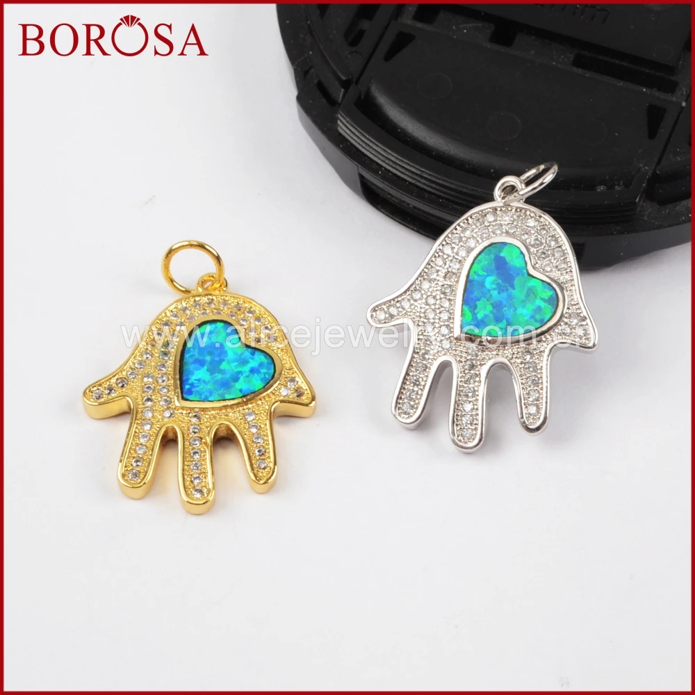 BOROSA золото/серебро Цвет Хамса ручной Кулон Бусы CZ микро проложить красочные