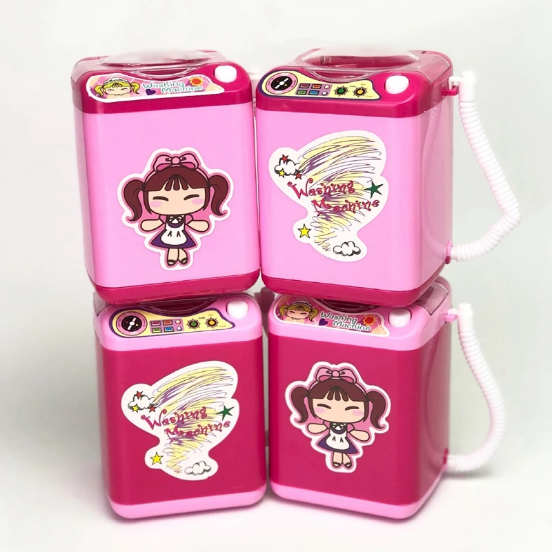 

Miniature Furniture Pretend Toys Mini Makeup Brush Clean Electric Pink Girl Washing Machine Toy Children's Furniture Toys-TOY137