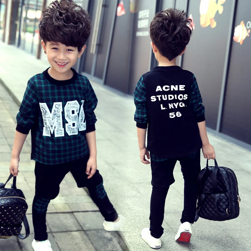 2016 new cotton boys clothing sets kids clothes baby boy long sleeve