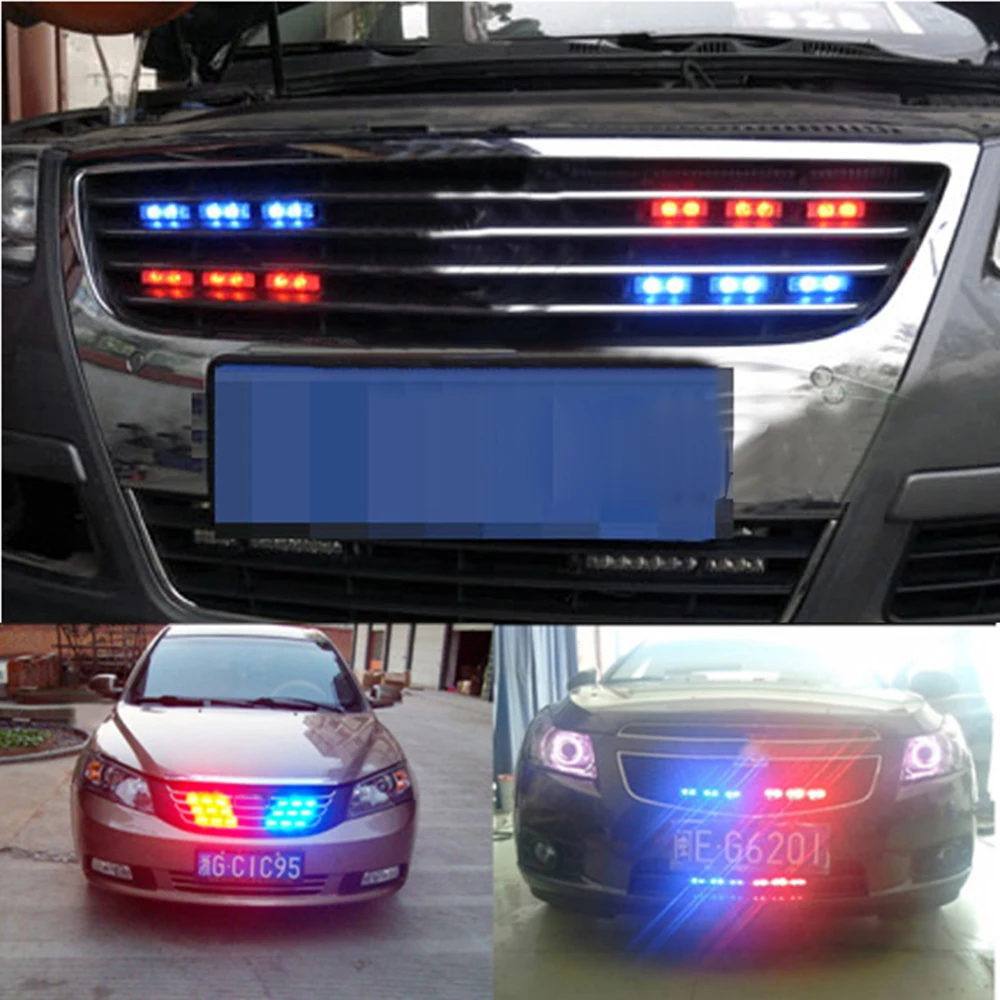 18 LED, Red and White 18 X LED Emergency Vehicle Strobe Lights for Front Grille Deck Warning Light 