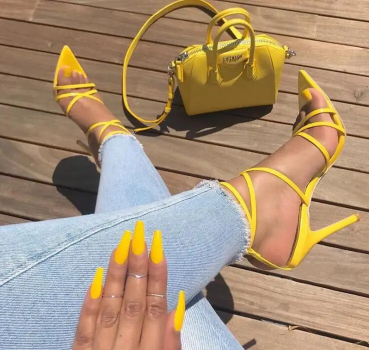 

new style women high heel sandal black pu leather candals 12cm thin heel patent leather fashion wedding shoes party shoes 35-43