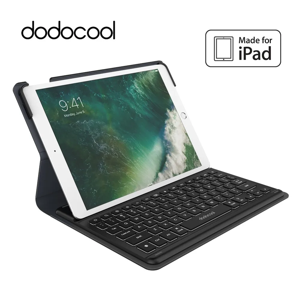 

dodocool MFi Certified Smart Keyboard for iPad Pro 10.5 inch with Smart Connector Slim Shell Protective Cover Folio Case Stand