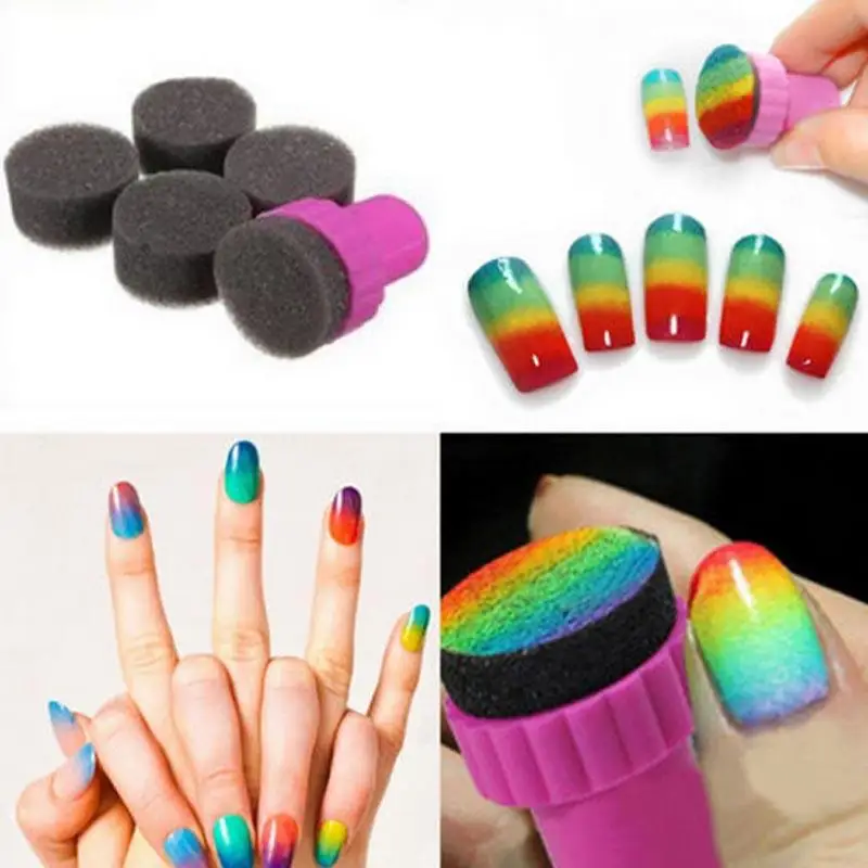 5Pcs/Set DIY Nail Art Stamping Scraper Manicure Sponge Seal Polish Nail Decoration Tool Professional Nail Stamp Kit