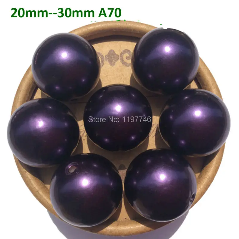 Halloween Purple Beads for Kids Bubblegum Necklaces 6mm to 30mm A70 Deep Purple Acrylic Abs Pearls With Straight Hole for DIY