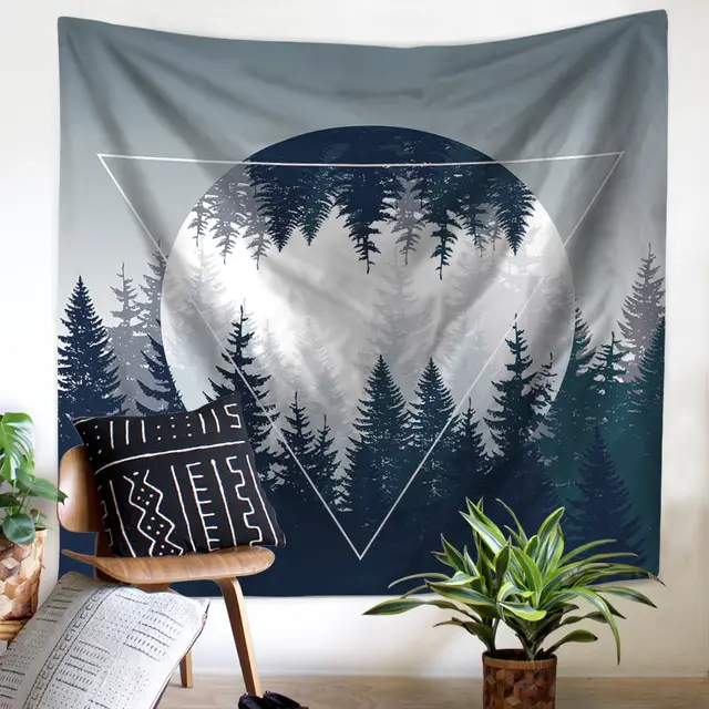 Wall Tapestry Fog Tree Forest Mountain Wilderness Nature Wall Tapestry Fog Tree Forest Mountain Wilderness Nature Decor Large Hanging Art