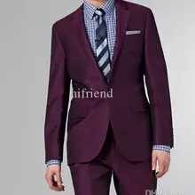 Индивидуальный заказ фиолетовый костюм Две кнопки свадебные костюмы из шерсти смокинг жениха костюм для menswedding мужская одежда