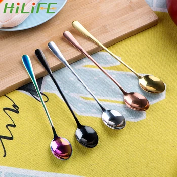

HILIFE Stainless Steel Long Handle Spoon Tableware Spoon Ice Cream Tea Coffee Spoon Home Kitchen Accessoeies 19.5 CM