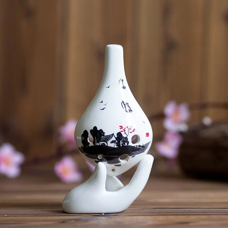  6 holes alto C ocarina Pure glaze hand-painted patterns Custom promotion with six holes AC ocarina  - 32959015729