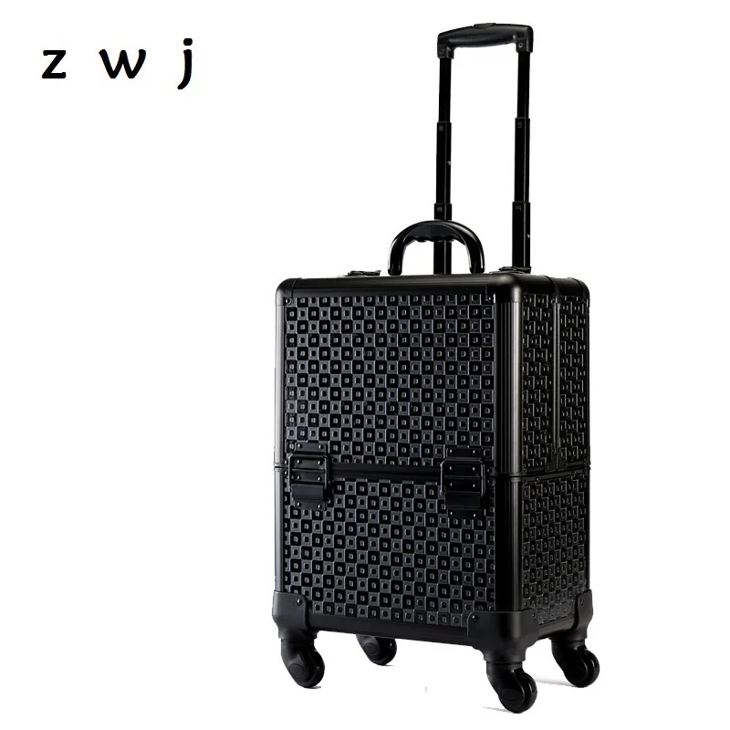 

High Quality Profession Trolley Travel Bag Large Capacity Makeup Cosmetic Box Suitcase Women Rolling Luggage