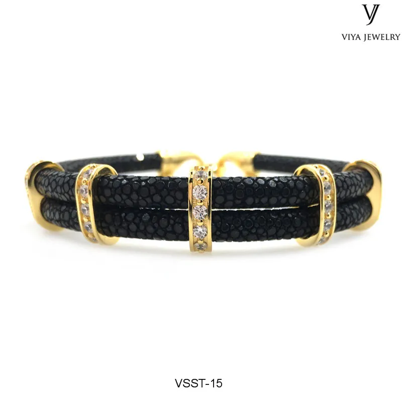 VSST-15-BLACK STINGRAY LEATHER ADD GOLD CLASP (3)