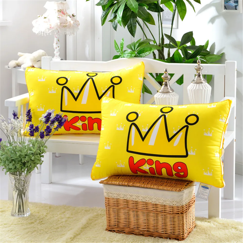 Gold King Crown Print Boys Bedding Pillow Size 48X74CM 100 Cotton Royal Crown Kids Home