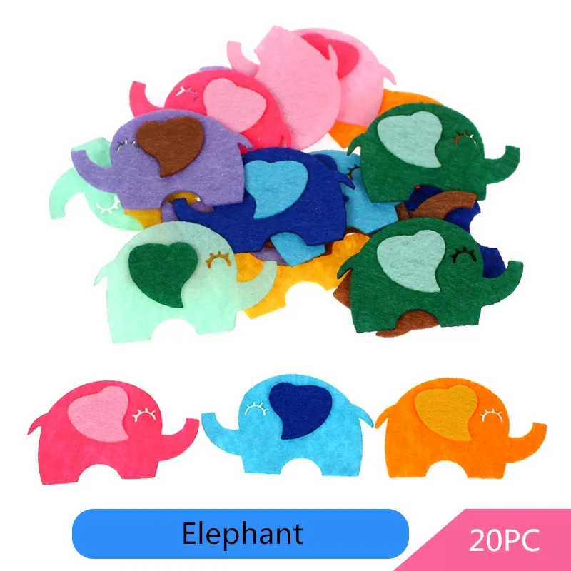 Children DIY Creative Cute Non-woven Fabric Patch Kids Sewing Craft Supplies Scrapbooking Decoration Stickers Handmade Materials - Цвет: Elephant 20PC