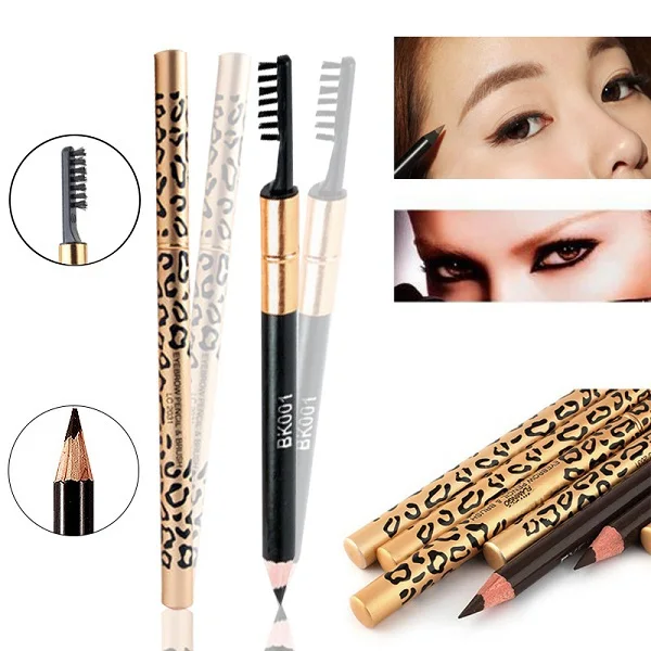 

1 PC Perfect Leopard Eyebrow shadows Waterproof Longlasting Make Up Tool Pencil + Brush Women's Fashion 5 Colors