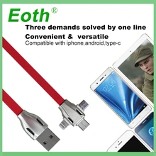 

Eoth 3 in 1 USB cable fast Charging Data Sync Cable for IOS 11 micro type c noodles style TPE cable for iphone X xiaomi