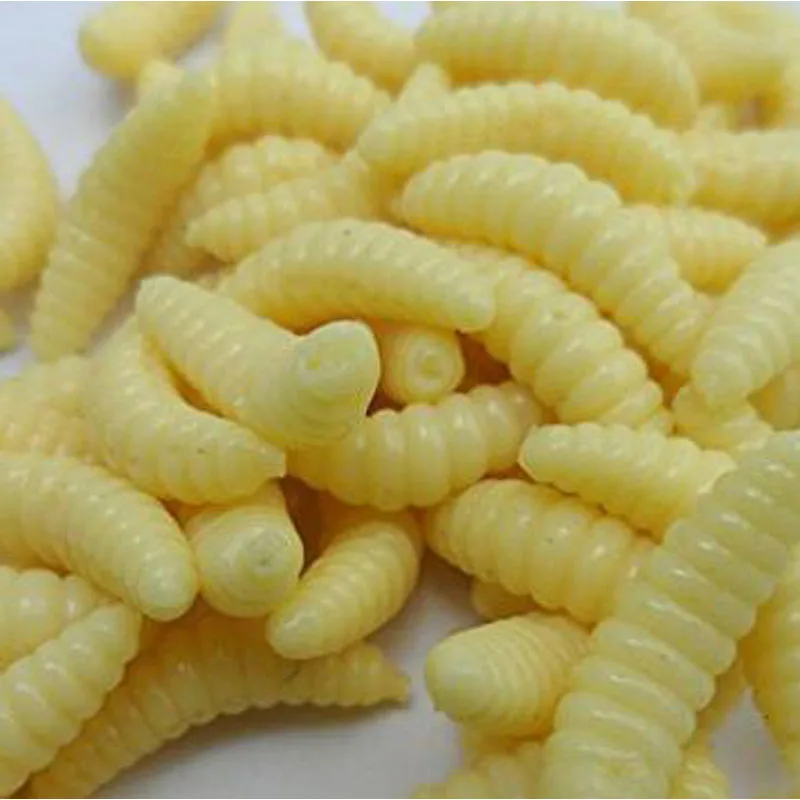

50pcs 2cm Smell hand pole bait fishing lure soft bread bug bionic grubs trout lure soft bait hot fishing