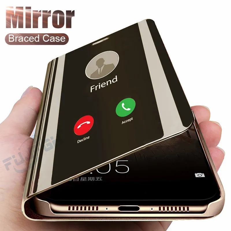 Smart Mirror Flip Phone Case For Xiaomi Redmi 5 Plus 5A 7 6A Note 7 Pro 5 4X 6 Pro Mi 8 Lite 9 SE F1 Max3 Mix3 Flip Leather Case