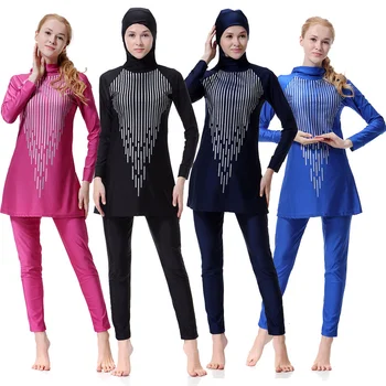 

2018 Women's Full Covered May Women Fused A Modest Muslim Swimsuit Women's Swimwear Arabian Islam Beach Women's Swimming Suit