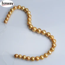 Натуральный АА круглый Шампань Эдисон пресноводный жемчуг 12-мм 16 мм 15 дюймов DIY ожерелье браслет серьги
