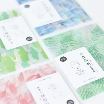 

2packs Plants Watercolor Envelops For Letter Semitransparent Photo Postcard Bookmark Card Holder Storage Bag Stationery