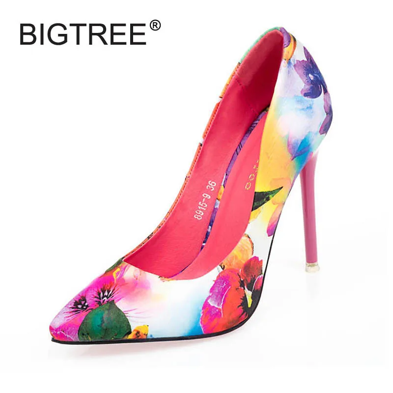 

Fashion Floral Cotton Fabric High Heels Women Shoes Sexy Thin Heels Women Evening Party Shoes Ladies Casual Office Pumps Shoes