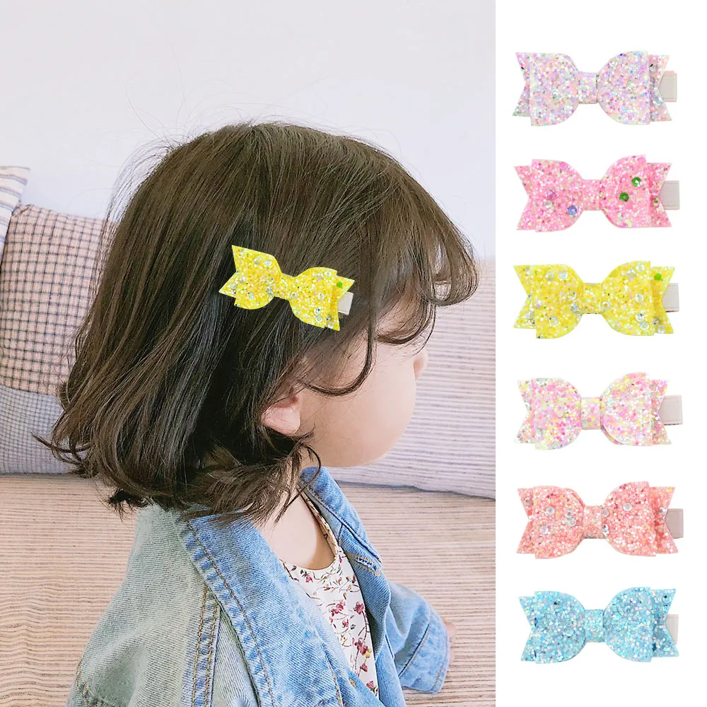

1Piece 2.2 inch Baby Girl Big Glitter Hair Bow Kids Hairpins Hair Clip For Children Hair Accessories Retal Hair Clips 944