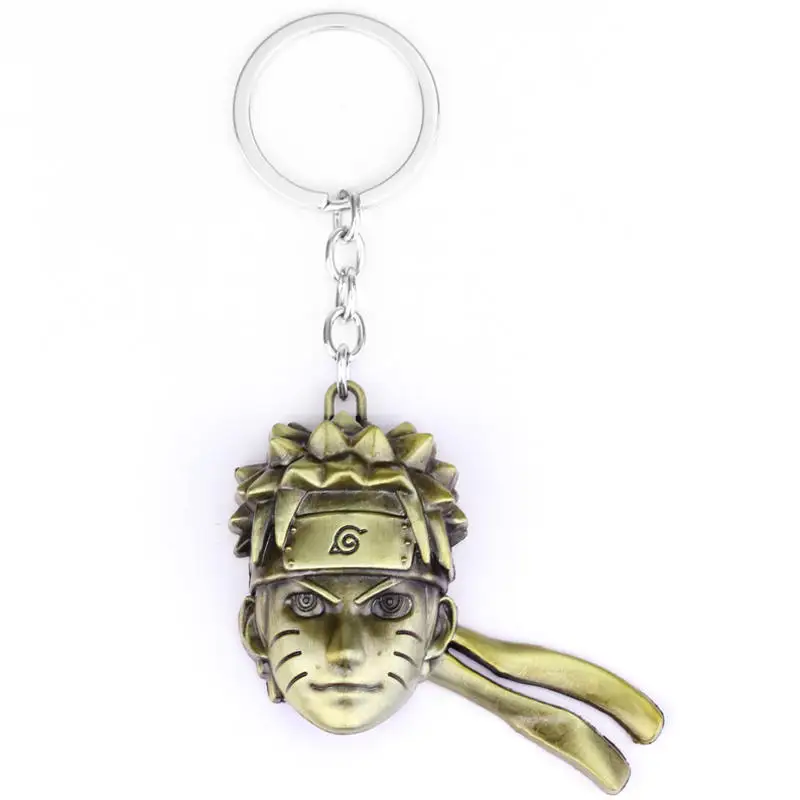 

MQCHUN Anime Naruto Keychain Gold Uzimake Head Cool Pendant Alloy Uzumaki Naruto Keychain Key Holder for Gift -50