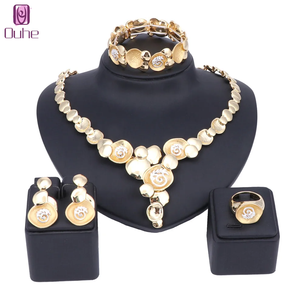 

OUHE Brand New Jewelry Sets for women Necklace Earrings Bracelet Ring Jewelry Women Elegant Vintage Bridal Jewelry Set
