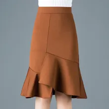 XXXL эластичные юбки Meimaid рыбий хвост весна лето Новая мода Женская высокая талия сплошной цвет Половина Длина эластичная юбка леди