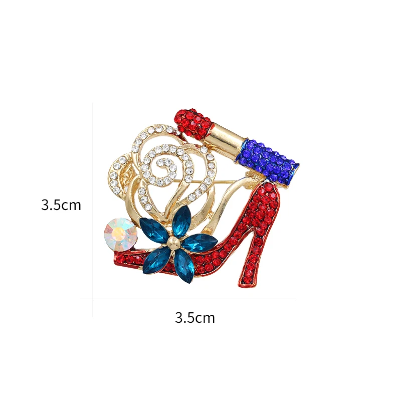 Baiduqiandu Хрустальный цветок обувь на высоком каблуке сексуальные броши в виде губной помады для женщин Свадебная вечеринка DIY ювелирные аксессуары брошь булавки