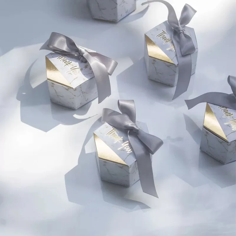 10 шт. маленькая Подарочная коробка Золотая фольга бумага спасибо конфетная коробка прекрасные свадебные коробки с лентой украшения для праздничного стола