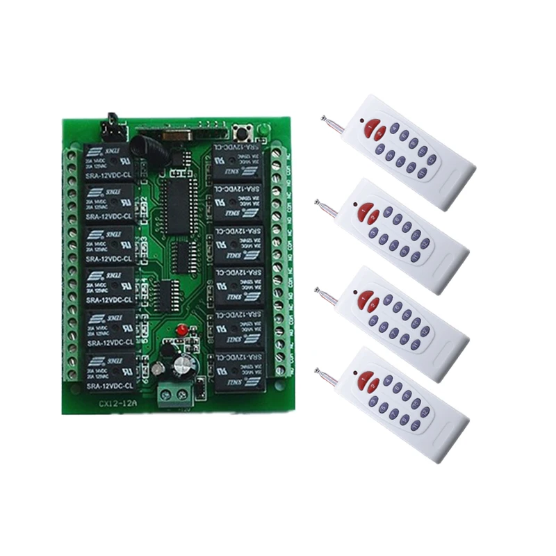 

DC 12V 24V 12CH RF Wireless Remote Control Switch System,315/433 MHz Transmitter and Receiver can use door windows