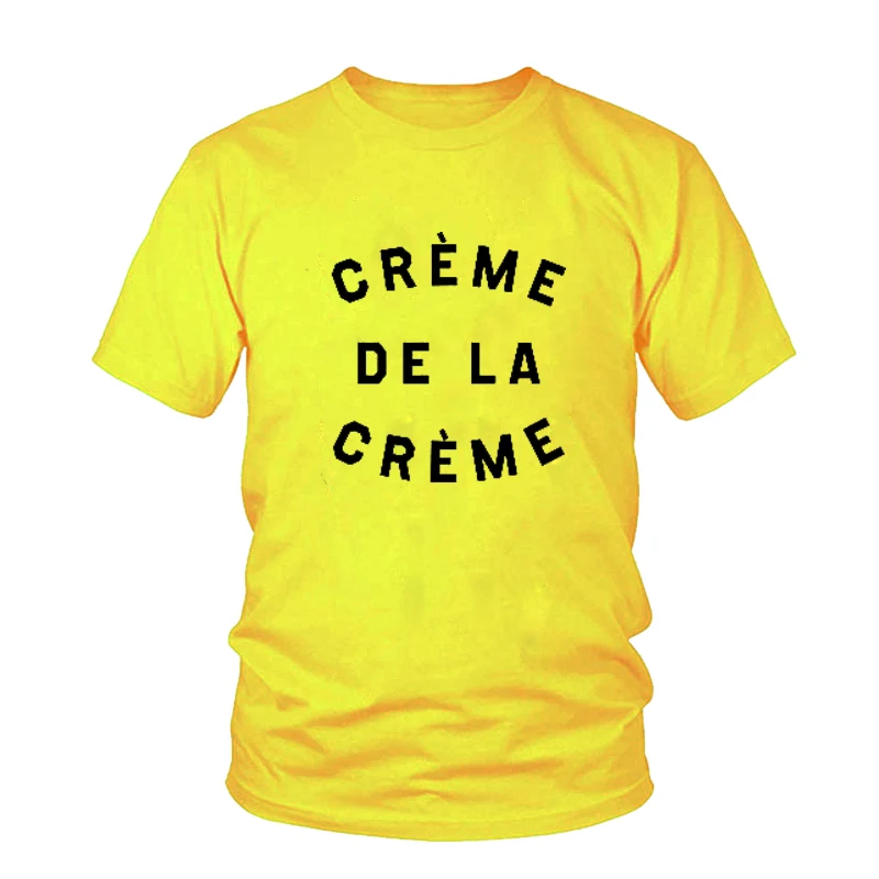 CREME DE LA женская футболка с буквенным принтом цвет белый черный хлопковая