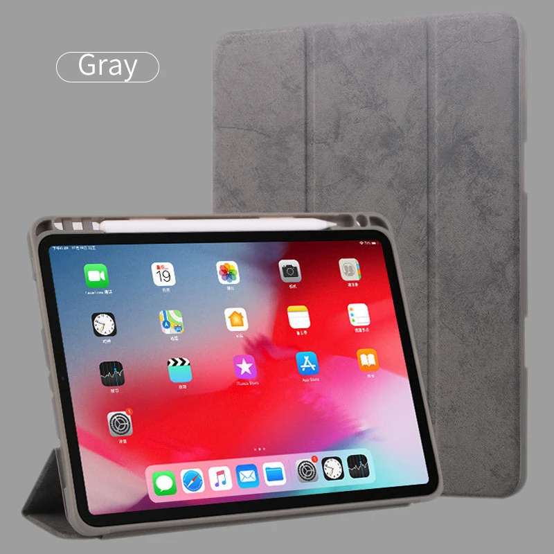 GOOJODOQ Funda для iPad Pro 11 чехол с держателем-карандашом Поддержка беспроводной зарядки для Apple Pencil 2 для iPad Pro 11 чехол - Цвет: Gray