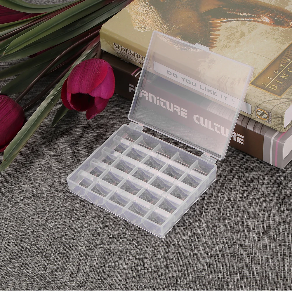 

ABEDOE Bobbin Box Factory Sealed Holder Storage Organizer Sewing Thread Holds 25 Sewing Machine Holder Container Box