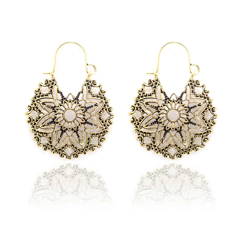 

Tocona Retro Tribal Carve Sun Flower Hollow Drop Dangle Earrings For Women Geometric Gold Color Party Jewlry Pendientes 3952