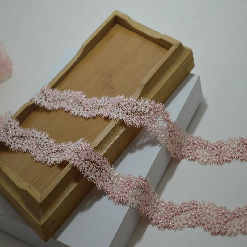 5Yd-15Yd/лот 2,8 см в ширину розовый Флуоресцентный полые цветочные Venise кружевной отделкой с дизайном для Свадебная одежде, Валовая система подачи материала мА