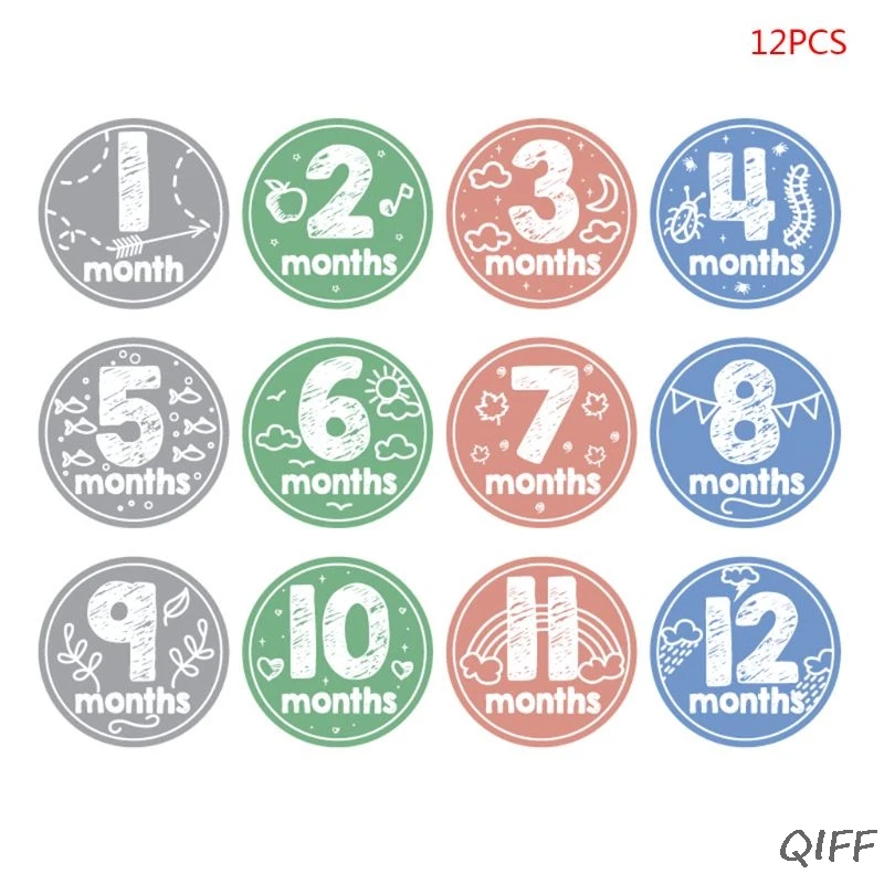 

12 Pcs/set Baby Month Sticker Infant Photography Prop Milestone Memorial Monthly Newborn Kid Supplies
