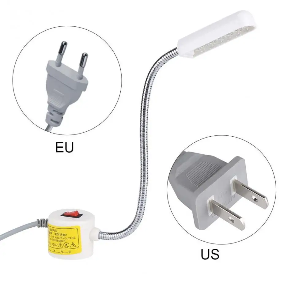 AC110-250V, промышленная швейная машина, лампа, 12 светодиодный, магнитный, швейный светильник, рабочий светильник, гибкая USB лампа для швейной машины