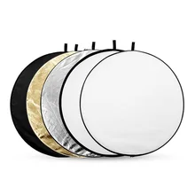 5-in-1 Gold&Silver Collapsible Light Round Photography Reflector for Studio Multi Photo Disc 24″ 60cm
