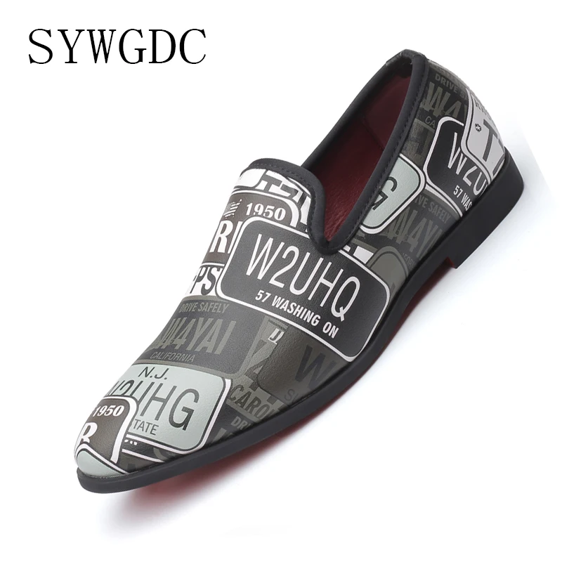 

SYWGDC New Summer Men Loafers Fashion Letter Pattern Trendy Designe Footwear Big Size 38-48 Comfortable Casual Men's Flats Shoes