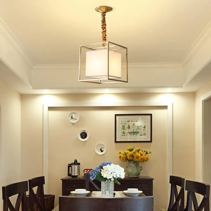 

Abajur American Copper Restaurant Chandelier Lighting Nordic Modern Simple Hanglamp Bedroom Study Home Deco LED Light Fixtures