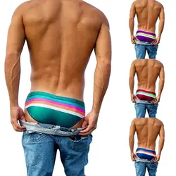 MoneRffi 2019 полосатый купальник Мужские плавки короткие сексуальные трусы мужские сексуальные Купальный пляжный костюм нижнее белье