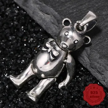 

100% 925 sterling silvery pendant fashion personality wild retro simple style bear shape to send lover gift 2019 new hot