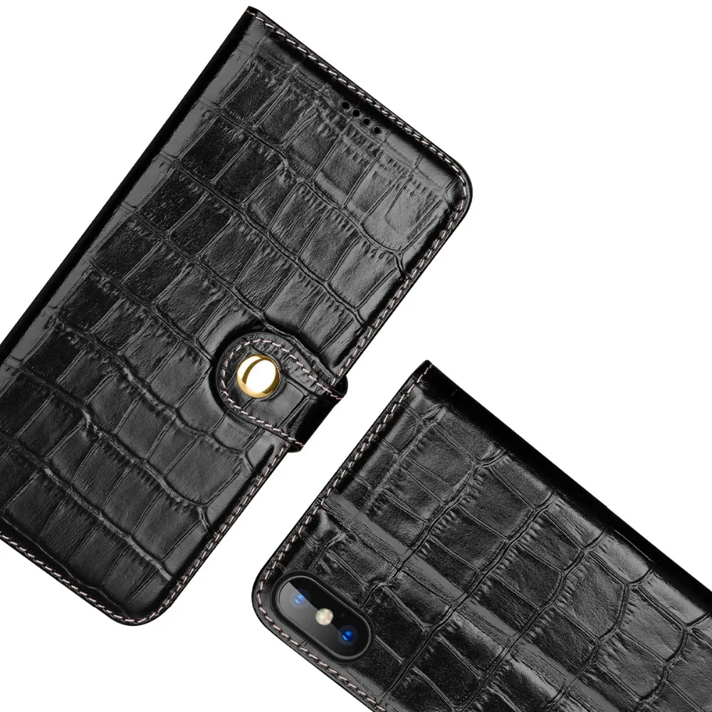 

Cyboris Crocodile Pattern Wallet Genuine Leather phone Case Cover For iphone X/Xs/Max/XR Luxury With Magnet Knot Stand Function